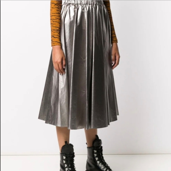 🩶 Vintage Hunt Club Silver Metallic Pleated Midi Skirt, Vtg 12 - Picture 16 of 16